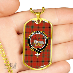 ScottishPlaid MacDonald of Belfinlay Ancient Clan Tartan Dog Tag Necklace - Crest Classic Scottish Plaid Tartan Plaid