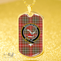 ScottishPlaid MacDougall #2 Modern Clan Tartan Dog Tag Necklace - Crest Classic Scottish Plaid Tartan Plaid