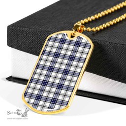 Scottish Hannay Modern Clan Tartan Dog Tag Necklace - Classic Scottish Plaid Tartan Plaid