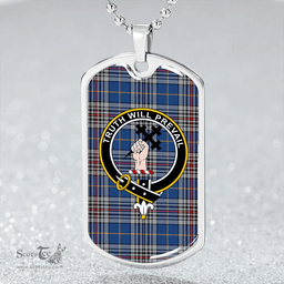 ScottishPlaid Thompson Variant (Thomson Variant) Modern Clan Tartan Dog Tag Necklace - Crest Classic Scottish Plaid Tartan Plaid