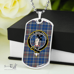 ScottishPlaid Thompson Variant (Thomson Variant) Modern Clan Tartan Dog Tag Necklace - Crest Classic Scottish Plaid Tartan Plaid