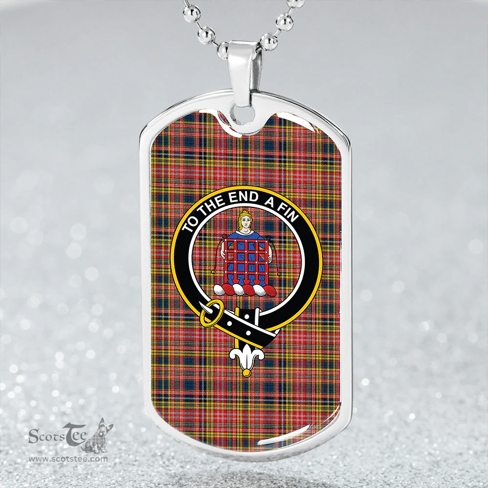ScottishPlaid Ogilvie #3 Modern Clan Tartan Dog Tag Necklace - Crest Classic Scottish Plaid Tartan Plaid