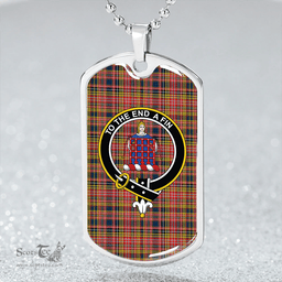 ScottishPlaid Ogilvie #3 Modern Clan Tartan Dog Tag Necklace - Crest Classic Scottish Plaid Tartan Plaid