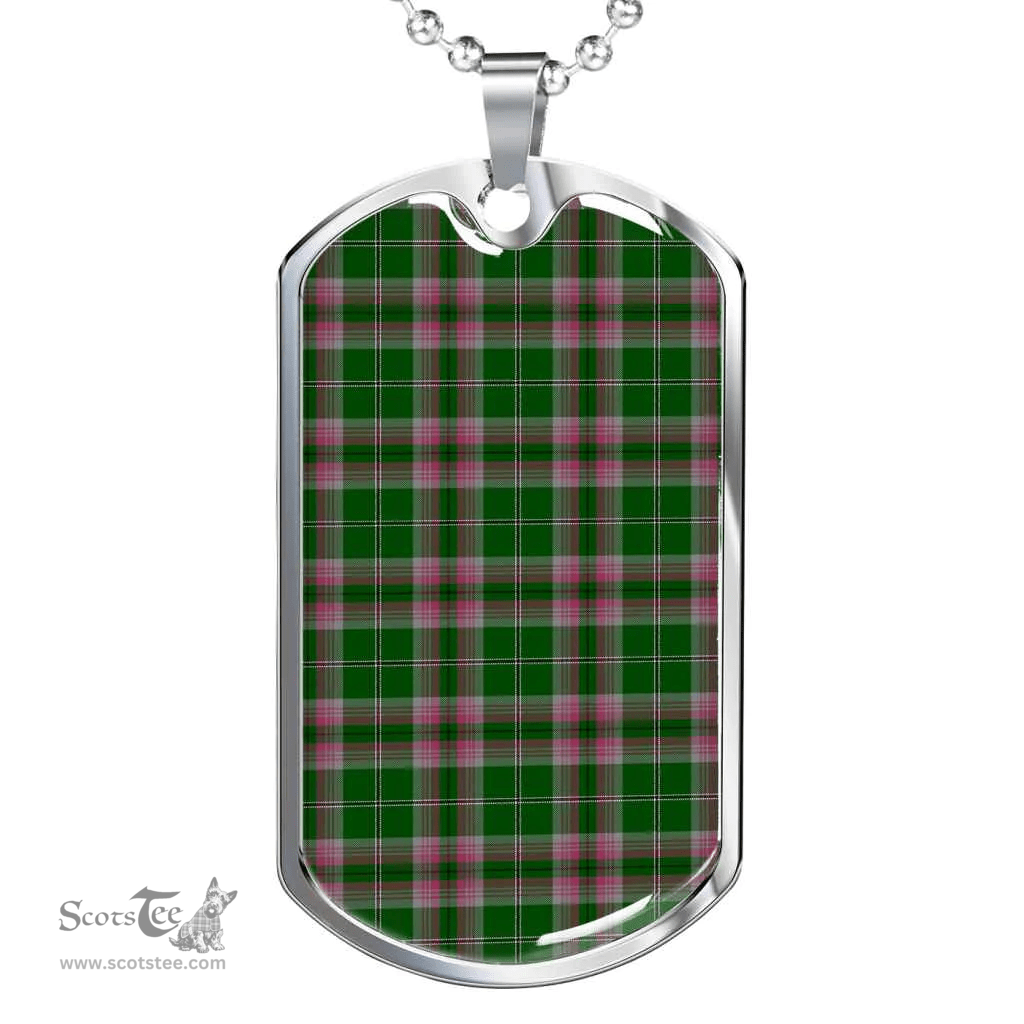 Scottish Gray Hunting Clan Tartan Dog Tag Necklace - Classic Scottish Plaid Tartan Plaid