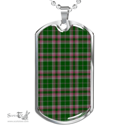 Scottish Gray Hunting Clan Tartan Dog Tag Necklace - Classic Scottish Plaid Tartan Plaid
