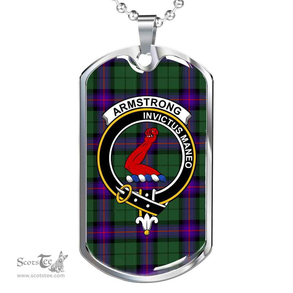 Scottish Armstrong Clan Tartan Dog Tag Necklace - Crest Classic Scottish Plaid Tartan Plaid