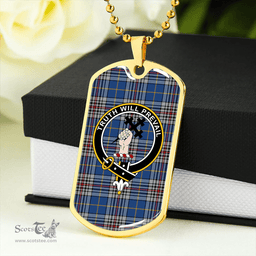 ScottishPlaid Thompson Variant (Thomson Variant) Modern Clan Tartan Dog Tag Necklace - Crest Classic Scottish Plaid Tartan Plaid