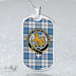 ScottishPlaid MacPherson Dress Royal Blue #2 Ancient Clan Tartan Dog Tag Necklace - Crest Classic Scottish Plaid Tartan Plaid