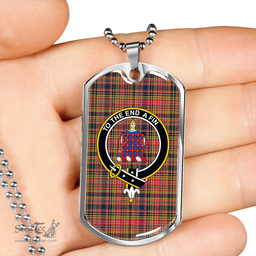 ScottishPlaid Ogilvie #3 Modern Clan Tartan Dog Tag Necklace - Crest Classic Scottish Plaid Tartan Plaid