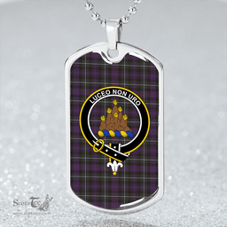 ScottishPlaid MacKenzie Hunting; Green Weathered Clan Tartan Dog Tag Necklace - Crest Classic Scottish Plaid Tartan Plaid