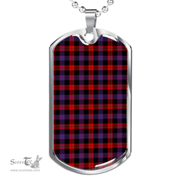 Scottish Brown Modern Clan Tartan Dog Tag Necklace - Classic Scottish Plaid Tartan Plaid