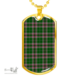 Scottish Gray Hunting Clan Tartan Dog Tag Necklace - Classic Scottish Plaid Tartan Plaid