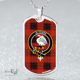 ScottishPlaid Wemyss Ancient Clan Tartan Dog Tag Necklace - Crest Classic Scottish Plaid Tartan Plaid