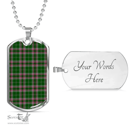 Scottish Gray Hunting Clan Tartan Dog Tag Necklace - Classic Scottish Plaid Tartan Plaid