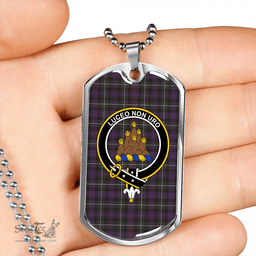 ScottishPlaid MacKenzie Hunting; Green Weathered Clan Tartan Dog Tag Necklace - Crest Classic Scottish Plaid Tartan Plaid