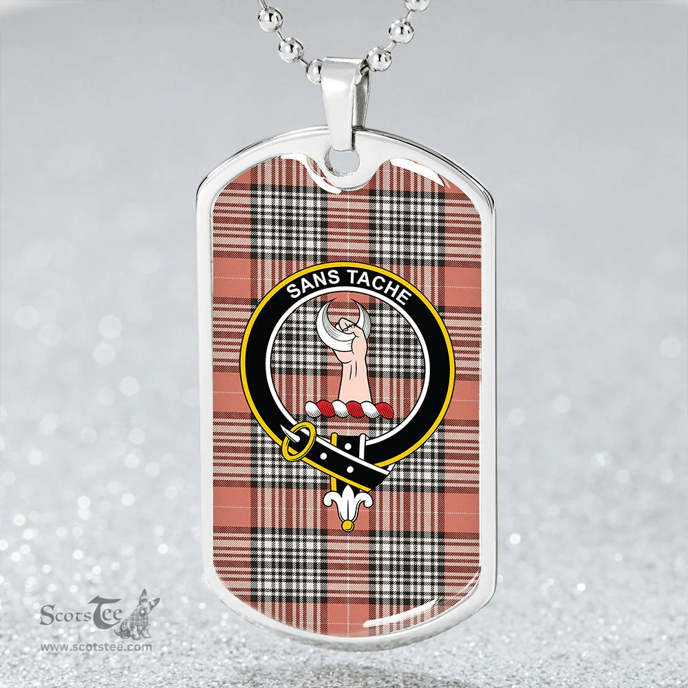 ScottishPlaid Napier Rose Weathered Clan Tartan Dog Tag Necklace - Crest Classic Scottish Plaid Tartan Plaid