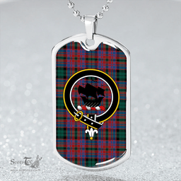 ScottishPlaid MacInroy Modern Clan Tartan Dog Tag Necklace - Crest Classic Scottish Plaid Tartan Plaid