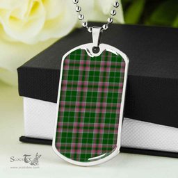 Scottish Gray Hunting Clan Tartan Dog Tag Necklace - Classic Scottish Plaid Tartan Plaid