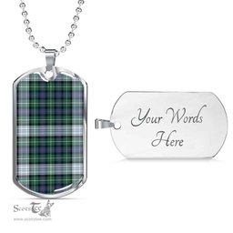 Scottish MacKenzie Dress Ancient Clan Tartan Dog Tag Necklace - Classic Scottish Plaid Tartan Plaid