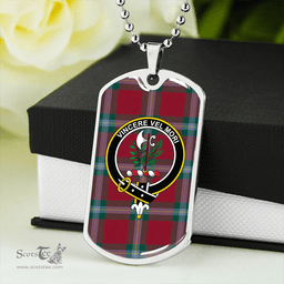 ScottishPlaid MacLaine of LochBuie (Cockburn) (MacLaine) Modern Clan Tartan Dog Tag Necklace - Crest Classic Scottish Plaid Tartan Plaid