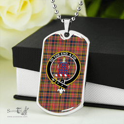 ScottishPlaid Ogilvie #3 Modern Clan Tartan Dog Tag Necklace - Crest Classic Scottish Plaid Tartan Plaid