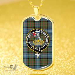 ScottishPlaid Paisley Drennan (Drennan Drennan) Ancient Clan Tartan Dog Tag Necklace - Crest Classic Scottish Plaid Tartan Plaid