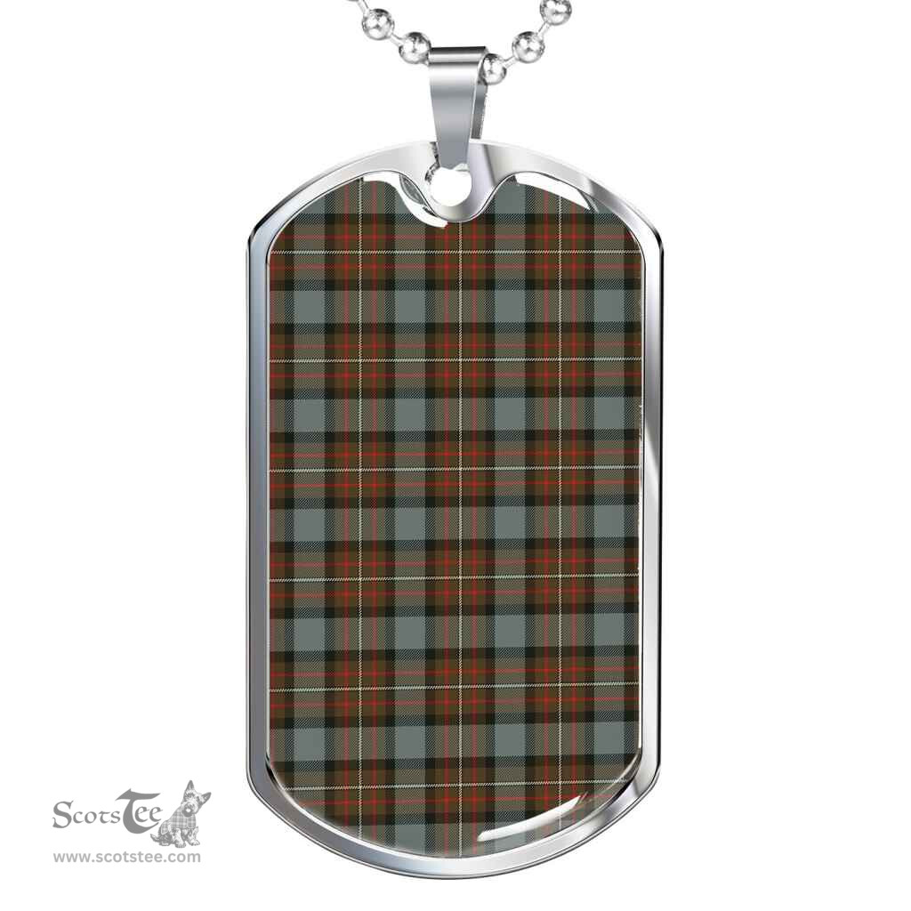 Scottish Fergusson Weathered Clan Tartan Dog Tag Necklace - Classic Scottish Plaid Tartan Plaid