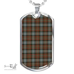 Scottish Fergusson Weathered Clan Tartan Dog Tag Necklace - Classic Scottish Plaid Tartan Plaid