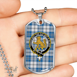 ScottishPlaid MacPherson Dress Royal Blue #2 Ancient Clan Tartan Dog Tag Necklace - Crest Classic Scottish Plaid Tartan Plaid