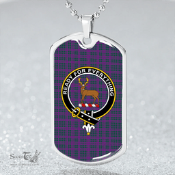 ScottishPlaid Rae Modern Clan Tartan Dog Tag Necklace - Crest Classic Scottish Plaid Tartan Plaid