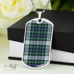 Scottish MacKenzie Dress Ancient Clan Tartan Dog Tag Necklace - Classic Scottish Plaid Tartan Plaid