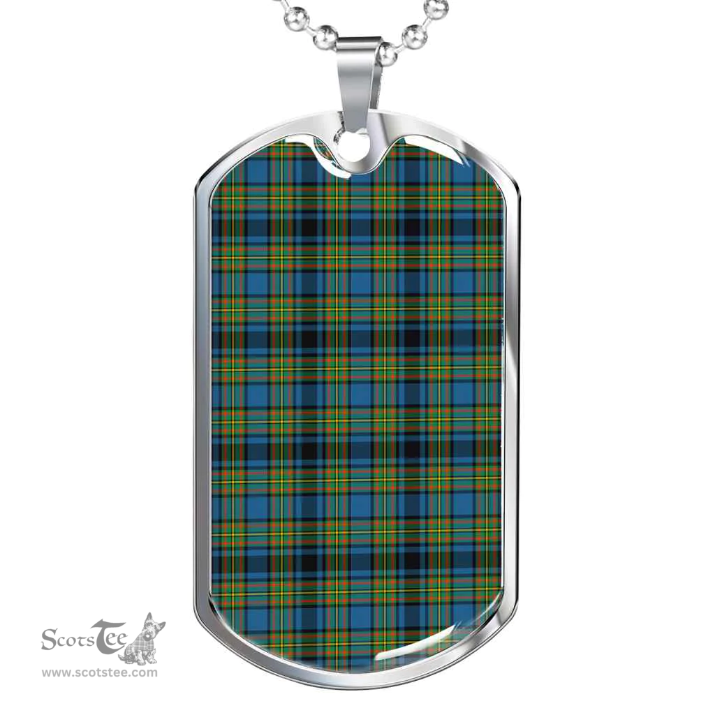 Scottish Gillies Ancient Clan Tartan Dog Tag Necklace - Classic Scottish Plaid Tartan Plaid