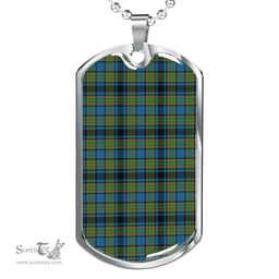 Scottish Gillies Ancient Clan Tartan Dog Tag Necklace - Classic Scottish Plaid Tartan Plaid