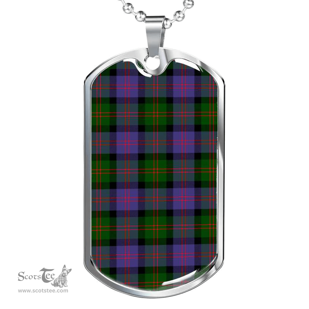 Scottish Blair Modern Clan Tartan Dog Tag Necklace - Classic Scottish Plaid Tartan Plaid