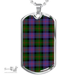 Scottish Blair Modern Clan Tartan Dog Tag Necklace - Classic Scottish Plaid Tartan Plaid