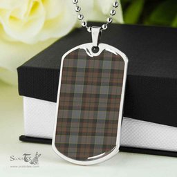 Scottish Outlander Fraser Clan Tartan Dog Tag Necklace - Classic Scottish Plaid Tartan Plaid