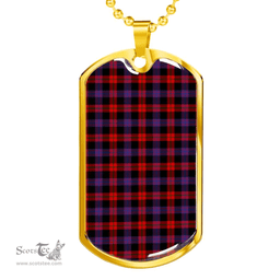 Scottish Brown Modern Clan Tartan Dog Tag Necklace - Classic Scottish Plaid Tartan Plaid