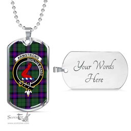 Scottish Armstrong Clan Tartan Dog Tag Necklace - Crest Classic Scottish Plaid Tartan Plaid