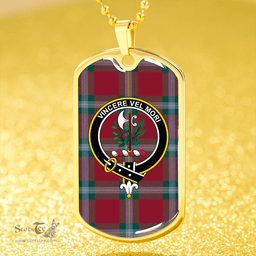 ScottishPlaid MacLaine of LochBuie (Cockburn) (MacLaine) Modern Clan Tartan Dog Tag Necklace - Crest Classic Scottish Plaid Tartan Plaid
