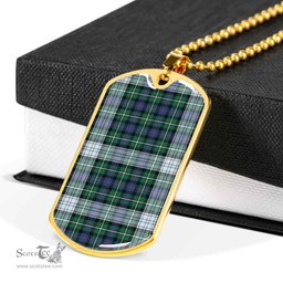 Scottish MacKenzie Dress Ancient Clan Tartan Dog Tag Necklace - Classic Scottish Plaid Tartan Plaid