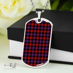 Scottish Brown Modern Clan Tartan Dog Tag Necklace - Classic Scottish Plaid Tartan Plaid