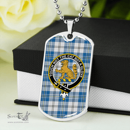 ScottishPlaid MacPherson Dress Royal Blue #2 Ancient Clan Tartan Dog Tag Necklace - Crest Classic Scottish Plaid Tartan Plaid