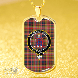 ScottishPlaid Ogilvie #3 Modern Clan Tartan Dog Tag Necklace - Crest Classic Scottish Plaid Tartan Plaid