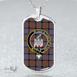 ScottishPlaid MacDonald of Clanranald #3 (Donald of Clanranald; #3) Ancient Clan Tartan Dog Tag Necklace - Crest Classic Scottish Plaid Tartan Plaid