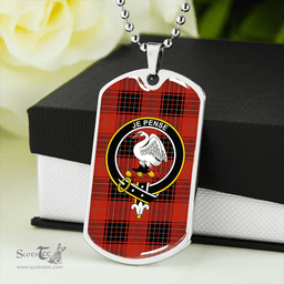 ScottishPlaid Wemyss Ancient Clan Tartan Dog Tag Necklace - Crest Classic Scottish Plaid Tartan Plaid