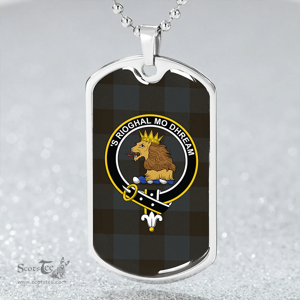 ScottishPlaid Robin Hood (MacGregor/Gregor Rob Roy Hunting) Weathered Clan Tartan Dog Tag Necklace - Crest Classic Scottish Plaid Tartan Plaid