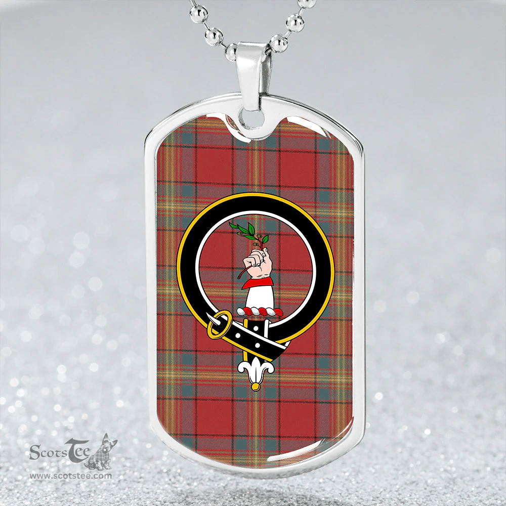 ScottishPlaid Oliver Weathered Clan Tartan Dog Tag Necklace - Crest Classic Scottish Plaid Tartan Plaid