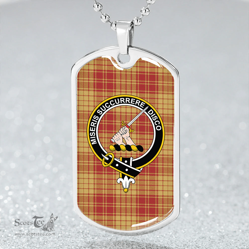 ScottishPlaid MacMillan Dress Weathered Clan Tartan Dog Tag Necklace - Crest Classic Scottish Plaid Tartan Plaid