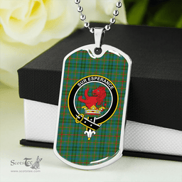 ScottishPlaid Moncrieffe of Atholl Ancient Clan Tartan Dog Tag Necklace - Crest Classic Scottish Plaid Tartan Plaid