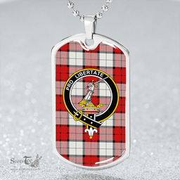 ScottishPlaid Wallace Dress (Wallas Dress) Clan Tartan Dog Tag Necklace - Crest Classic Scottish Plaid Tartan Plaid